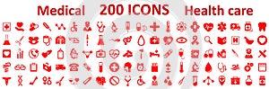 Set Medecine and Health flat icons. Collection health care medical icons